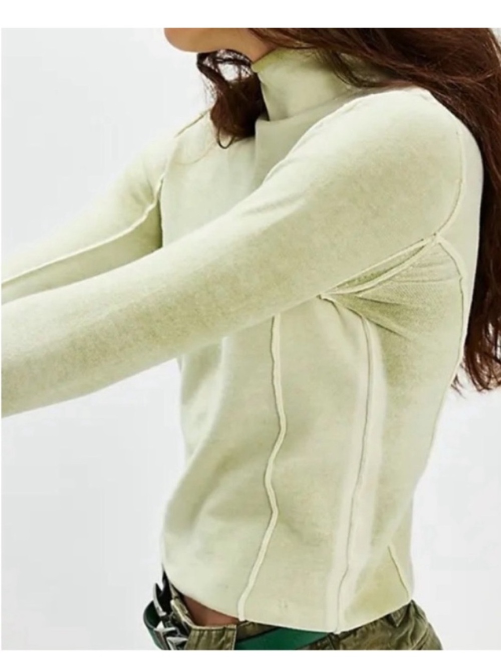 We The Free XSmall Sweater Robbie Turtleneck Sweater Green Heirloom Collection